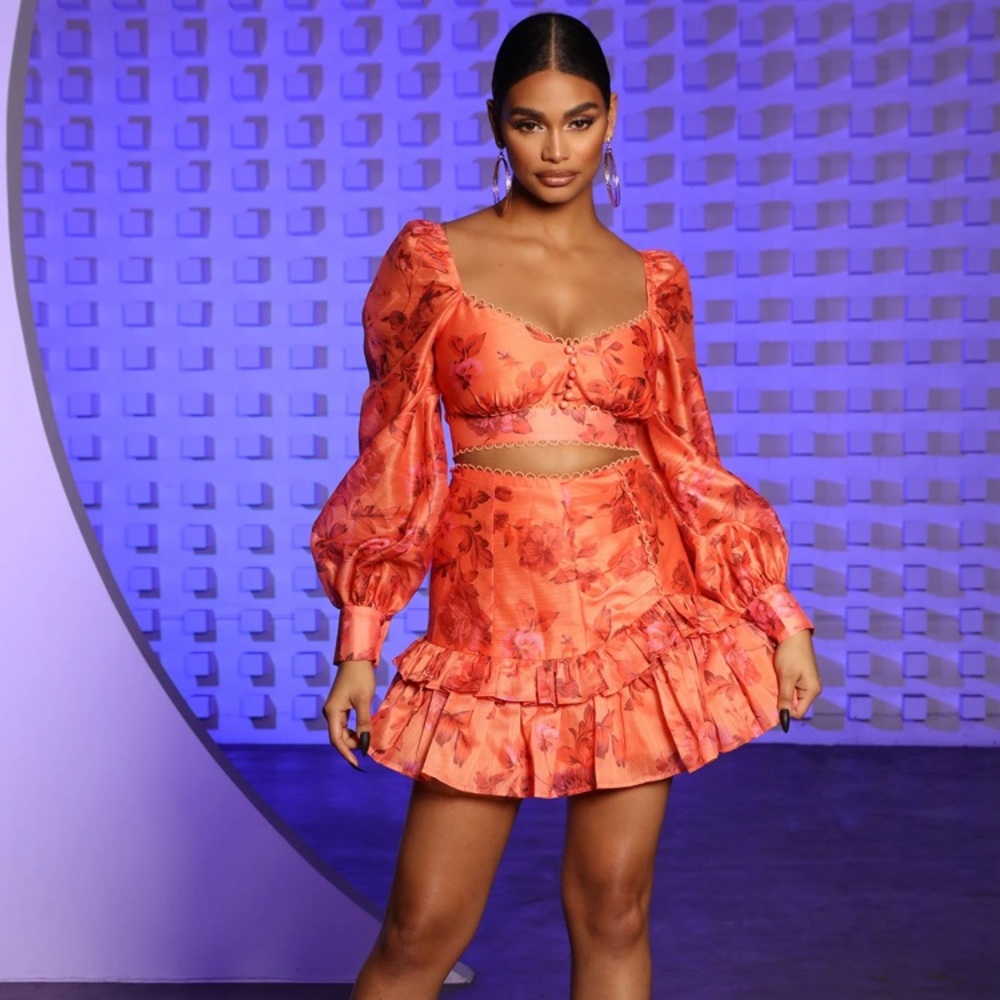 Orange Skirt Set